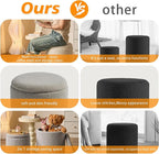 Round Ottoman with Storage Set of 2 - Upholstered Sherpa Vanity Stool for Makeup Multifunctional Ottomans Coffee Table Padded Seat Foot Rest for Living Room & Bedroom (Sherpa Gray)