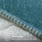 decorUhome Summer Chenille Soft Cozy Throw Pillow Covers 16x16 Set of 2, Modern Farmhouse Boho Velvet Decorative Pillow Cases with Stitched Edge for Couch Sofa Bed Home Decor, Teal