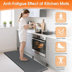 Kitchen Mats, 2PCS Kitchen Rugs, Cushioned Anti Fatigue Kitchen Mats for Floor, Non-Slip Standing Sink Mat, Waterproof Kitchen Rug Set for Kitchen Floor Office,17.3"×30"+17.3"×47" Grey