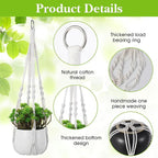 White Macrame Plant Hanger Set, 2 Pack Boho Hanging Plant Holder, Plants Hanger for Indoor Outdoor Home Decoration, 21 Inchs Braided Cotton Hanging Planters for Indoor Plants, No Tassels