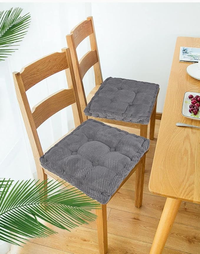 ChezMax Floor Pillow & Cushion, Large Meditation Chair Cushions, Thick Square Seat Pad, Soft Velvet Tufted Seating Pouf for Indoor/Outdoor Yoga Bench Rocking Chair Room Tatami Sofa, Grey 16"x16"