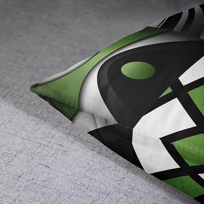 Emvency Set of 4 Green Throw Pillow Covers Modern Abstract Black Grey White Stripes Acrylic Bold Decorative Pillow Cases Home Decor Square 18x18 Inches Pillowcases