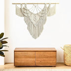 Large Macrame Wall Hanging - Boho Tapestry Macrame Wall Decor Art- Chic Bohemian Handmade Woven Tapestry Home Decoration for Bedroom Living Room Apartment Dorm Gallery - 43"x32" (Tassel-A)