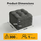 23.6in Pouf Ottoman, Corduroy Ottoman Foot Rest with Dual‑Layer Support, Large Poofy Pouf with Soft Chunk‑Foam Top & Firm Foam Base, Floor Foot Stool for Living Room, Dark Grey