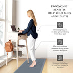 HappyTrends 2 PCS Kitchen Mat Cushioned Anti-Fatigue Floor Mat, Heavy Duty Ergonomic Comfort Foam Standing Mat, Waterproof Non-Slip Kitchen Rugs for Home, Office(20"x30"+20"x47",Grey)