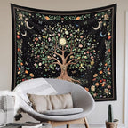 Jhdstore 90" x 71" XL Tree of Life Tapestry Wall Hangings Botanical Floral Wall Tapestry for Bedroom Aesthetic Bohemian Tapestries for Living Room Decor Nature Flower Tapestries Fabric Wall Hanging