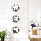 3 Set 9.5 Inch Black Circle Mirrors Wall Decor Iron Frame Wire Mirror Metal Circular Mirror Home Decor Hanging Mirrors for Room/Bedroom/Bathroom/Entryway