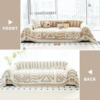 Boho Couch Cover Blanket for Sofa, Boho Chenille Sofas Cover Blanket, Boho Sofa Throw Cover, Chenille Blanket Couch Throw Covers for Recliner Couch Cover Pet Friendly Washable(Khaki, 71"x 71")