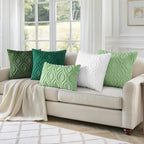 decorUhome Cozy Textured Throw Pillow Covers 12x20 Inch Set of 2, Soft Plush Faux Wool Green Accent Couch Pillow Covers for Modern Farmhouse Sofa Bed Living Room