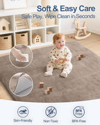Thick Baby Play Mat for Floor,50 x 50 Playpen Mat,Tummy Time Foam Mats,Ultra Soft Support & Plush Feel,Easy Care with Non-Slip Cushioned for Infant,Kids and Toddler Crawling,Brown