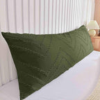 Nanko Body Pillow Case Cover 1 Pack 20x54 with Zipper, Dark Green Tufted Jacquard Boho Shabby Chic Microfiber Extra Long Decorative Pillow Covers/Pillow Shams, Soft Body Pillowcase for Women Men