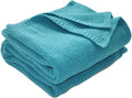 Turquoise Full Size Throw Blanket - Lightweight Breathable Summer Soft Blanket of Polyester Imitation Cotton for Anti-Static,Luxury Throws for Bed, Couch and Sofa,Cozy Decorative Blankets