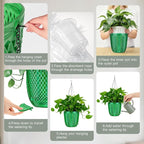 QCQHDU Self Watering Hanging Pots, 2 Pack 7.2 Inch Hanging Planters for Plants Indoor, Outdoor Flower Pots with Drainage Holes and 3 Hooks Chains for Garden Home (Emerald)