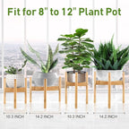 2 Pack Bamboo Plant Stands, Adjustable Plant Stand Indoor, Mid Century Modern Plant Stand, Plant Holder for Living Room, Balcony Fits 8 to 12 Inches Pots (Beige)