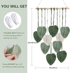 EaseMyKit Macrame Wall Hanging Leaves Tapestry, Boho Wall Decor Woven Feather Handmade Yarn Tassels Leaf Wall Art Decorations for Nursery, Bedroom, Office,Living Room,16x26 Inch(Green)