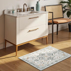 Lessymo Washable 2×3 Small Area Rugs for Entryway Bathroom, Soft Kitchen Rug Non-Slip Carpet Indoor Door Mat for Floor, Vintage Boho Low Pile Rugs for Entry Bedroom Nursery Home, Grey/Brown