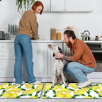 MAYHMYO Lemon Kitchen Mat Set of 2 - Anti Fatigue Mats for Kitchen Floor - Non Slip Cushioned Rugs for Standing - Lemon Decor (17.3"×29"+17.3"×47"-0.4") White