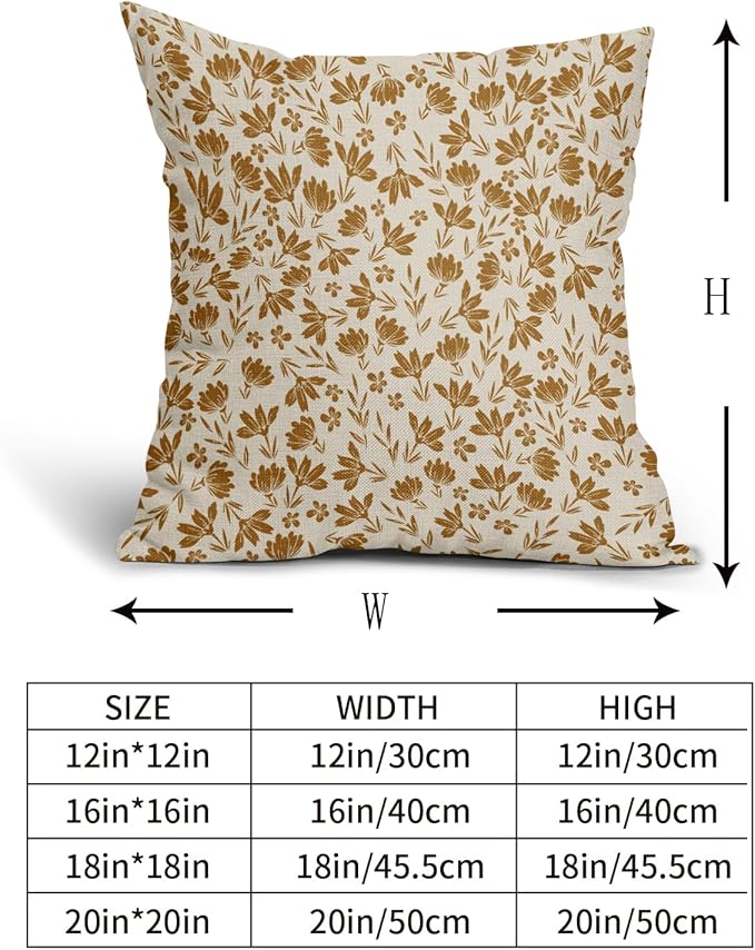 Mustard Yellow Floral Pillow Covers 20x20 Set of 2 Vintage Rustic Old Style Cute Small Flower Yellow Cream Print Decorative Outdoor Pillowcases Farmhouse Throw Cushion Case Decor for Couch Sofa Bed