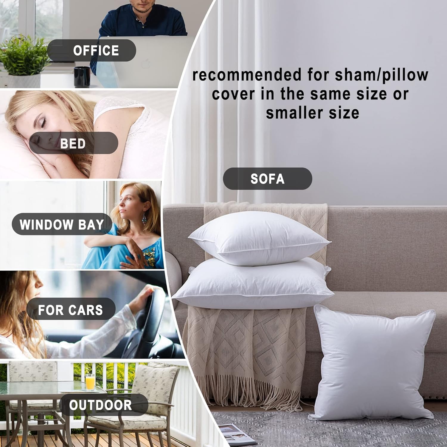 HITO 14x22 Pillow Inserts (Set of 2) - Down Alternative 100% Cotton Cover Decorative Square Throw Pillows White for Couch Bed Sofa - size: 14x22 Inch (Pack of 2)