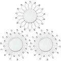 3 Pack Metal Mirrors for Wall Sunburst Wall Mirrors Home Décor Decorative Hanging Wall Art for Living Room Bedroom Entryway (Silver Crystal, Flower+Sunburst)