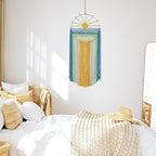 MEIVINES Macrame Wall Hanging,11.8x27.6 Inches Boho Sun Wall Art Decor,Woven Hanging Tapestry Tassels Handmade Colorful Tapestry for Bedroom Living Room Nursery Apartment