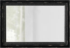 Rustic Black Mirror with Beaded Detailing 29 X 20 Inch, Wall Hanging Distressed Wood Frame Rectangular Gothic Wall-Mounted Mirrors for Living Room Bathroom Entryway, Horizontal or Vertical