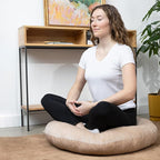 Cheer Collection Extra Large Floor Pillow, 32" Round Meditation Cushion, Oversized Yoga Pillow & Floor Cushions for Adults, Floor Pillows for Sitting, Meditation, and Seat Cushion - Taupe