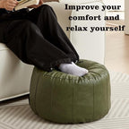 Louis Donné Waterproof Unstuffed Pouf Ottoman for Foot Rest DIY Faux Leather Moroccan Retro Stytle no Filler Cover Storage for Books Home docoration Pet priendly (Only Cover)(Lucky Green)