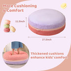 Macaron Bean Bag Chair for Kids and Teens, Medium Bean Bag Sofa with Memory Foam Filling, 27.5"×27.5"×13.5", Purple and Red