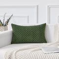 Kevin Textile Spring 16x24 Inch Pillow Cover 1 Pack Boho Decorative Soft Striped Corduroy Lumbar Farmhouse Solid Color Accent Rectangle Cushion Case for Living Room Couch Sofa Bed, Moss Green