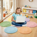 JarThenaAMCS 6Pcs Pastel Student Carpet Seats 16" Round Floor Seats Soft Circle Floor Rug Mats for Classroom Group Activity Learning Play Areas Supplies