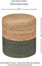 REDEARTH · Cylindrical Pouf Foot Stool Ottoman - Jute Braided Pouffe Poof Accent Sitting Footrest for The Living Room, Bedroom, Nursery, Patio, Lounge - Set of 2 (14.5”X14.5”X16”; Natural Olive)