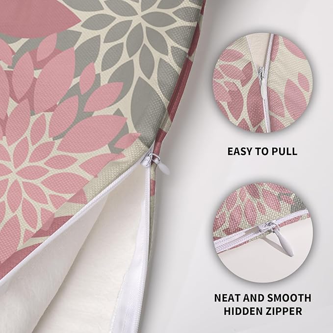 Pink Grey Gray Pillow Covers 20X20 Inch Set of 2, Dahlia Flower Spring Summer Floral Cream Decorative Throw Pillow Covers Outdoor Modern Farmhouse Cushion Case for Home Couch Sofa Bed Decor