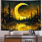 Generleo Galaxy Moon Tapestry Fantasy Forest Tapestries Tree of Life Wall Decor Psychedelic Starry Sky Tapestry Wall Hanging for Bedroom