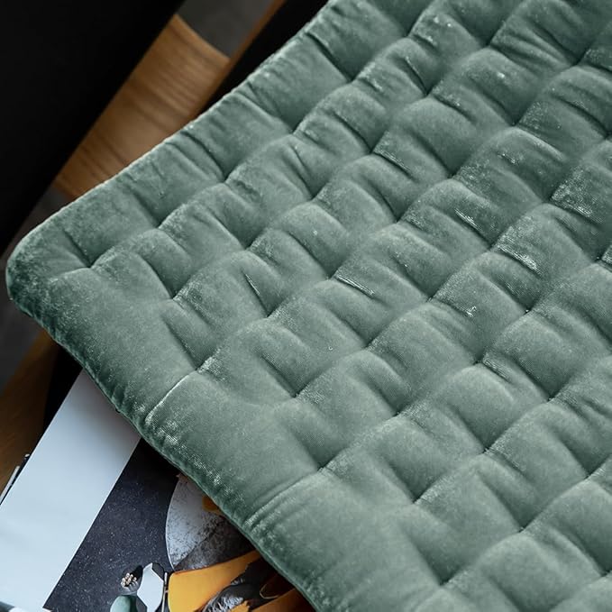 vctops Luxury Velvet Square Chair Pad Soft and Comfy Chair Cushion Tufted Indoor Seat Cushion Pillow Tatami (Blue,17"x17")