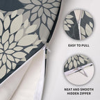 Dusty Blue Cream Grey Gray Pillow Covers 24X24 Inch Set of 2, Modern Dahlia Floral Print Decorative Throw Pillow Covers Outdoor Farmhouse Cushion Case for Home Couch Sofa Bed Decoration