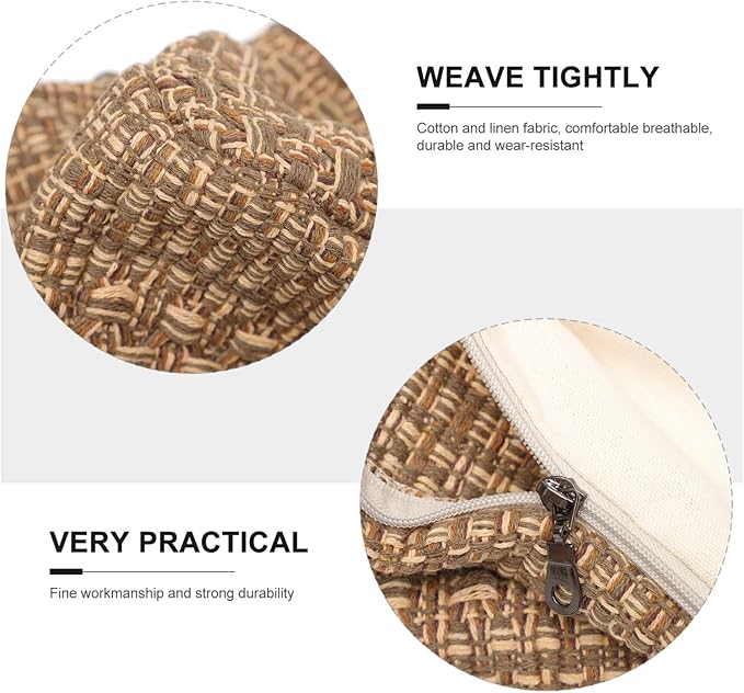 LIFKOME Footstool Square Pouf Ottoman Cotton Pouf Chair Handmade Woven Foot Stool Soft Knitted Cotton Linen Footrest Square Floor Cushion Tatami Seats Cushion for Living Room Ottoman Pouf