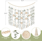 Dahey Hanging Artificial Plant Eucalyptus Wall Decor 43'' Wooden Bead Garland with Fake Greenery Leaves Boho Rustic Farmhouse Wall Art for Living Dining Room Bathroom Bedroom Kitchen Decoration