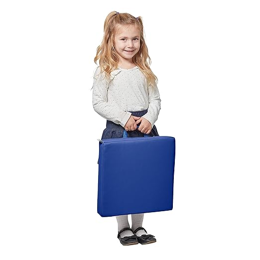 ECR4Kids SoftZone Square Floor Cushions with Handle, Flexible Seating, Blue, 6-Piece