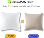 18x18 Pillow Inserts Set of 2, Down Alternative Throw Pillow Inserts with 100% Cotton Cover, Machine Washable Reading Pillows, Decorative Pillows for Bed, Sofa, and Couch