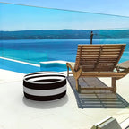 LVTXIII Outdoor Inflatable Ottoman, Fade-Resistant Round Footrest Stool D21”x H9”, Portable Patio Pouf for Garden Camping or Home Use-Cabana Black