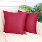 Thmyo 4-Pack 100% Cotton Comfortable Solid Decorative Throw Pillow Case Square Cushion Cover Pillowcase Sublimation Blank Pillow Covers DIY Throw Pillowcase for Sofa(18x18inch/45x45cm,Dark Red)