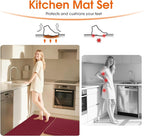 Kitchen Mats, 2PCS Kitchen Rugs, Cushioned Anti Fatigue Kitchen Mats for Floor, Non-Slip Standing Desk Mat, Waterproof Kitchen Rug Set for Kitchen Floor Office,17.3"×30"+17.3"×59" Red