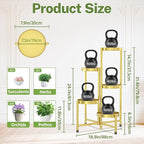 iDavosic.ly Plant Stand Indoor Outdoor, 5 Tier Corner Metal Flower Display Holder Shelf, Folding Tall Orchid Rack for Patio Balcony Porch Garden Living Room House, Gold