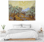 Van Gogh Olive Trees Tapestry Wall Hanging, Vintage Art Wall Decor for Bedroom, Dorm, Living Room, Aesthetic Polyester Tapestry with Hanging Accessories, 30x40 Inch
