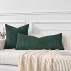 Kevin Textile 20x54 Inch Long Body Lumbar 1 Pack Boho Decorative Throw Pillow Cover Soft Striped Corduroy Rectangle Cushion Case Farmhouse Accent for Living Room Couch Sofa Bed, Army Green