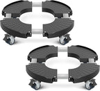 sanyi Plant Caddy with Wheels, 2 Pack 8-21" Adjustable Rolling Plant Stands with Wheels Heavy Duty Large Plant Potted Trolley Dolly Cart Garden Tower Pot Greenstalk Vertical Planter Umbrella Base
