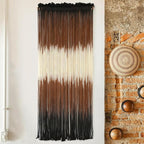Macrame Wall Hanging Brown Boho Hand Woven Tassel Yarn Tapestry Wall Art for Living Room Bedroom Fiber Art 15''W*39''L