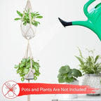 USLAI Macrame Plant Hanger Indoor Outdoor, Fits 4 to 8 Inch Pots, Strong Hanging Planter Holder, Boho Home Decor, 49+72 Inch, Ivory (POTS NOT Included)