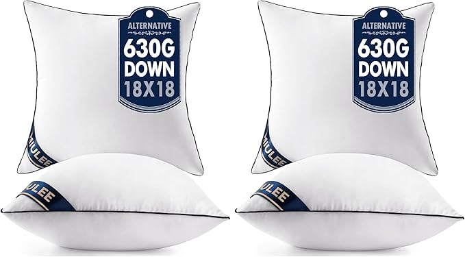 MIULEE 18x18 Pillow Inserts Set of 2 Throw Pillows 18 Inch Premium Down Alternative Pillow Inserts Decorative Pillow Stuffer for Sofa, Couch (18x18 inch, Set of 2) (Pack of 2)